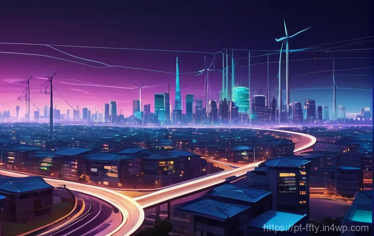 스마트 전력망의 보안 방안 - **Prompt 1: The Vulnerable Smart City Grid Under Digital Siege**
A futuristic city skyline at du...