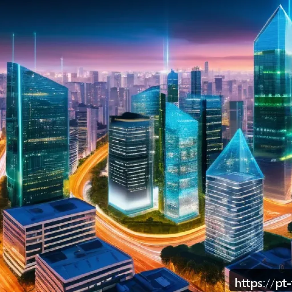 블록체인 기술의 인증 및 보안 - A futuristic Brazilian cityscape at dusk, showcasing a vibrant digital network overlay symbolizing b...