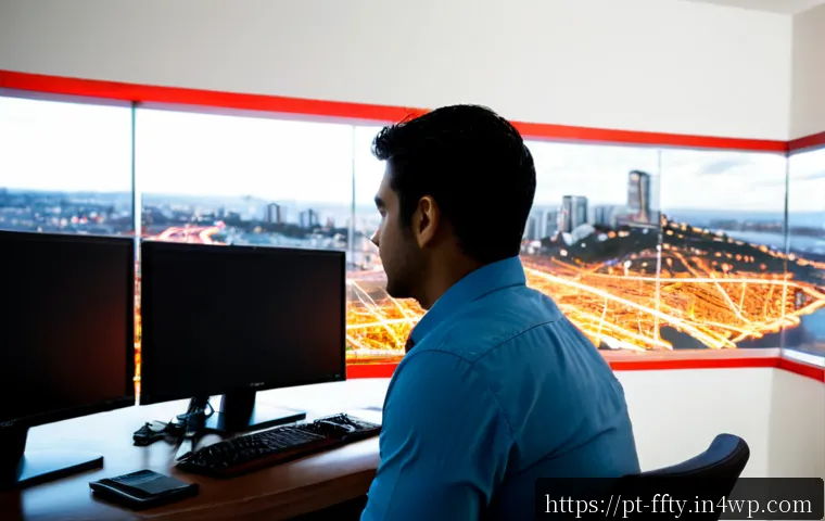 AI를 통한 보안 위협 예측 - Photorealistic cybersecurity analyst in a modern São Paulo office, studying a large abstract threat ...